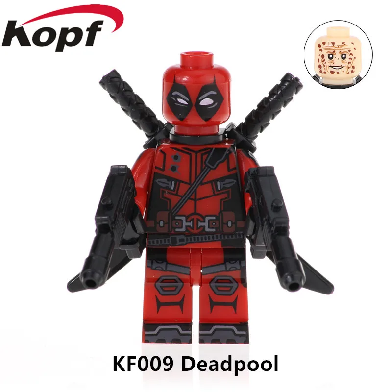 50 шт. серия Super Heroes с красными, синими, желтыми, розовыми цветными кирпичами хромированные строительные блоки Дэдпул игрушка-подарок для детей KF009