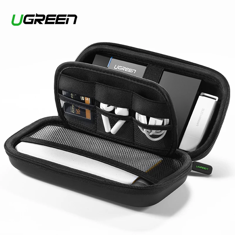 Ugreen علبة صندوق شحن غطاء واقٍ مزخرف لهاتف آيفون مربع ل 2.5 قرص صلب كابل يو اس بي الخارجية التخزين حمل SSD HDD حالة