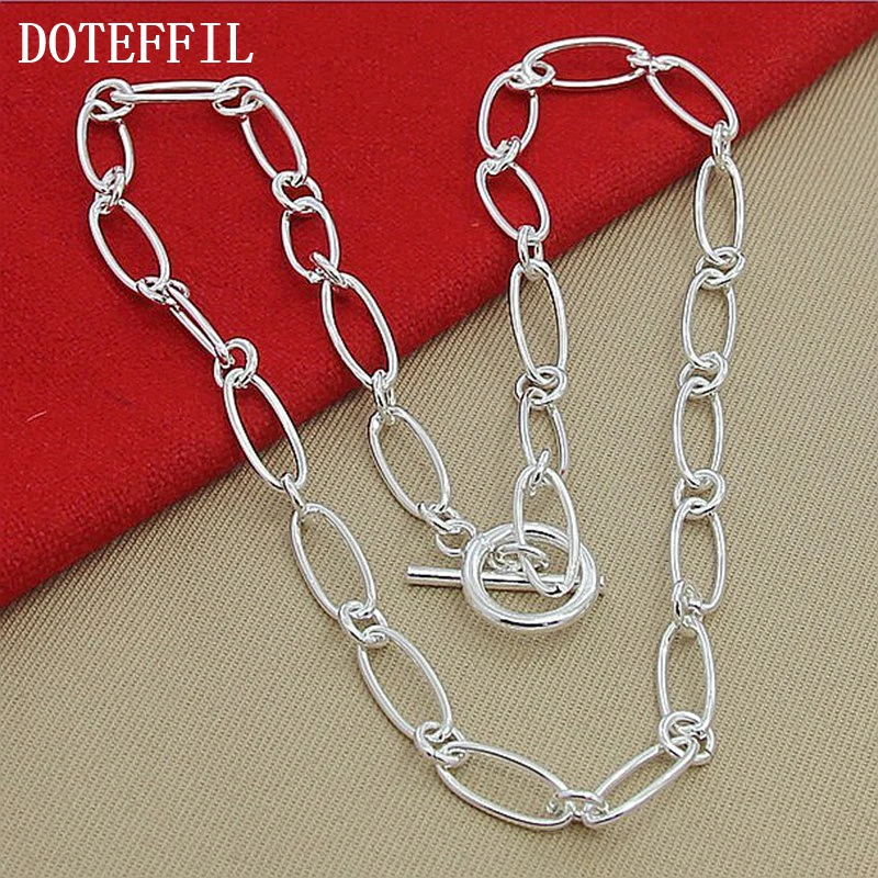Ожерелье DOTEFFIL с пряжкой из серебра 925 пробы 45 см 18 дюймов простая цепочка для