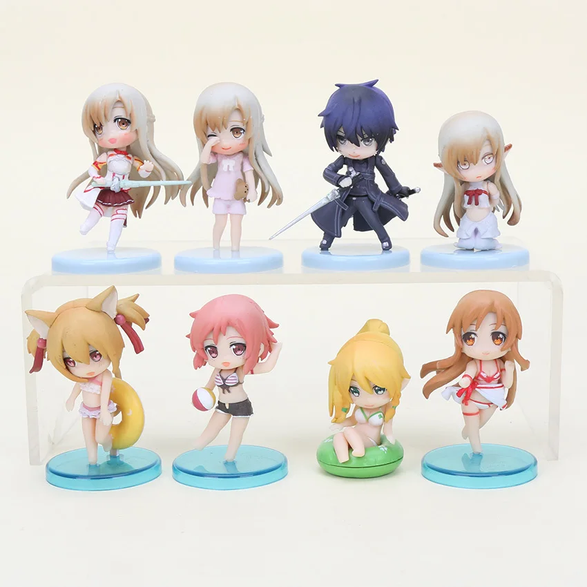 Carino figura Spada Arte онлайн SAO Кирито Асуна Niitengo ver. Костюм Да багно дель ПВХ фигурка 6 см 4