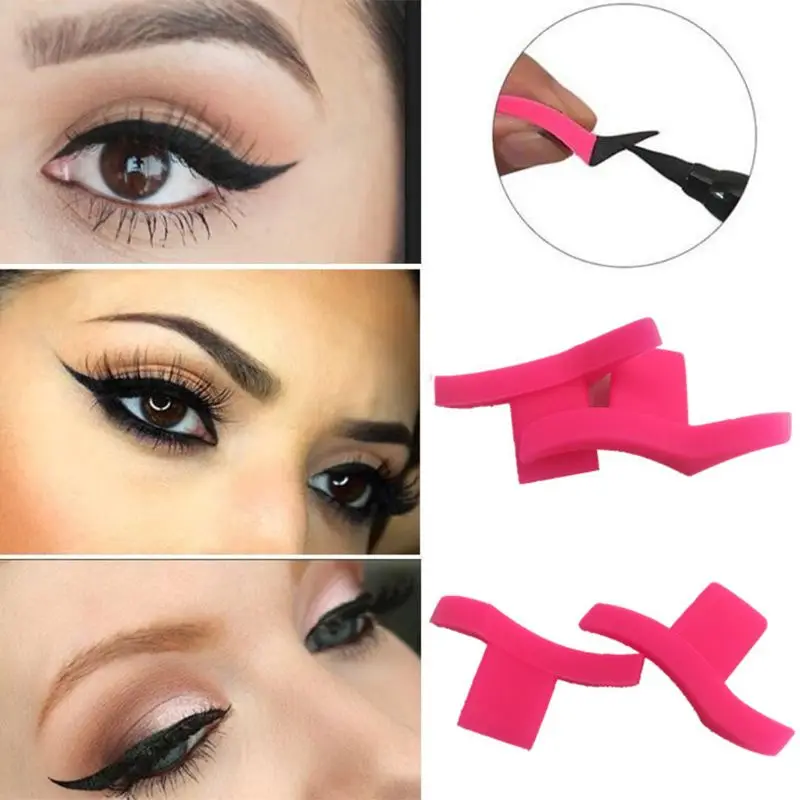 

2Pcs/Pair Cat Eye Winged Eyeliner Template Stamps Silicone Wing Shape Professional Cosmetic Makeup Stencil Tools