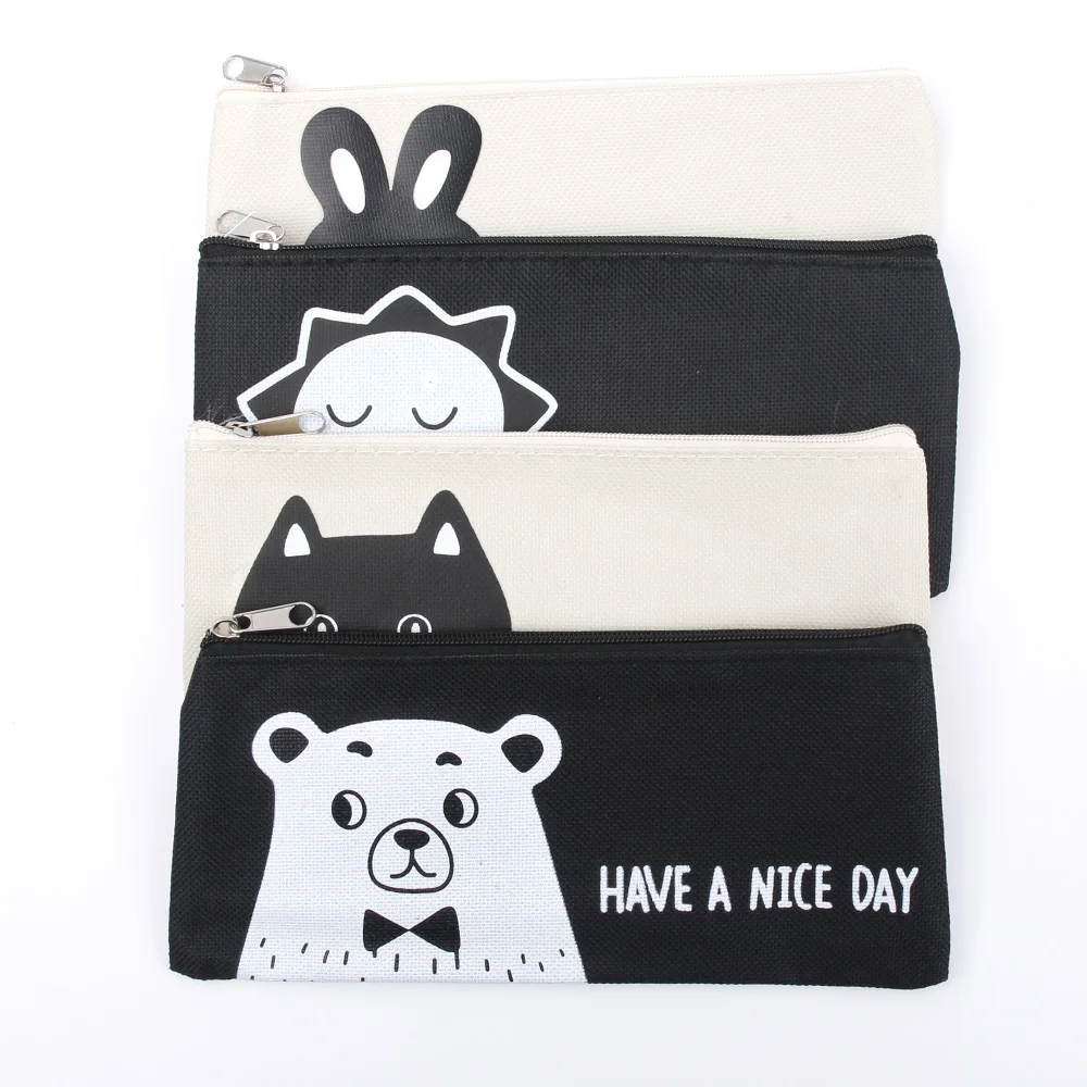 

Cute Animal Contracted Pencil Bag Papelaria Canvas Pencil Case Stationery Material Escolor School Supplies School Tools