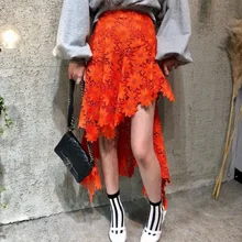 Новое поступление летние асимметричные юбки в Корейском стиле Женская открытая одежда с высокой талией T1804024