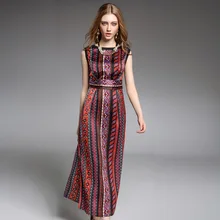 summer women’s national printed chiffon dress tall waist restoring ancient ways of cultivat