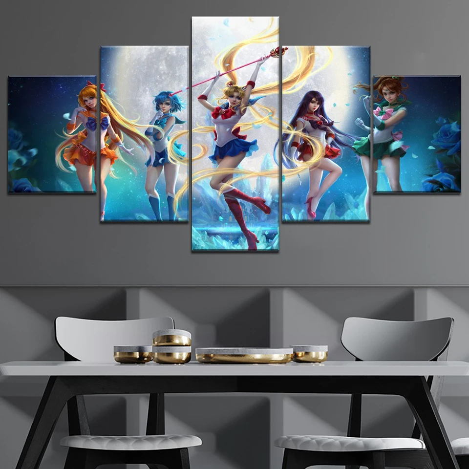5-Panel-HD-Print-Painting-Sailor-Moon-Anime-Girl-Cuadros-Landscape-Canvas-Wall-Art-Home-Decor (2)
