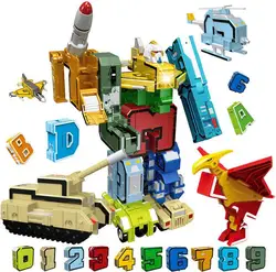 10 шт. креативные блоки сборка Обучающие блоки фигурки Трансформация Номер робот деформация робот игрушка для детей