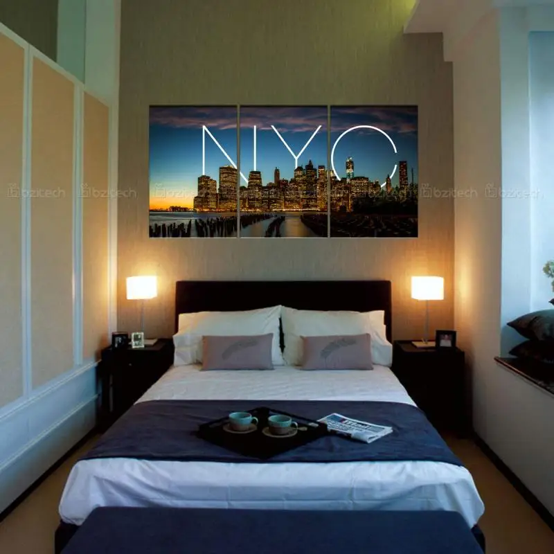 3pcs HD Spray Canvas Print Painting NYC Dusk Landscape Wall Art ... 3pcs HD Spray Canvas Print Painting NYC Dusk Landscape Wall Art ...