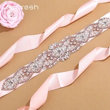 Mecresh свадебные, из горного хрусталя пояс свадебное платье аксессуары бусины Розовая Атласная Лента невесты пояса MYD017