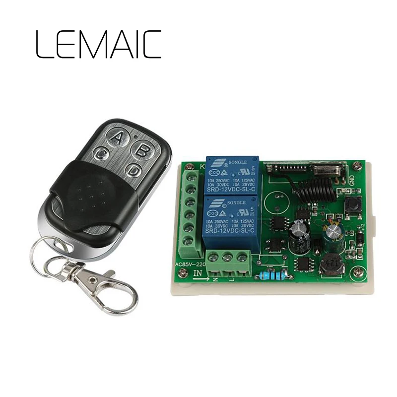 

LEMAIC 433Mhz Universal Wireless Remote Control Switch AC 85V ~ 250V 110V 220V 2CH Relay Receiver Module and RF Remote Controls