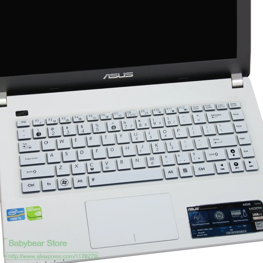 Силиконовые 14 дюймов ноутбука для Asus A441U X455L D452C E402M E403Sa V451 F441U F441U R414U A401U A401U клавиатура кожного покрова - Color: white