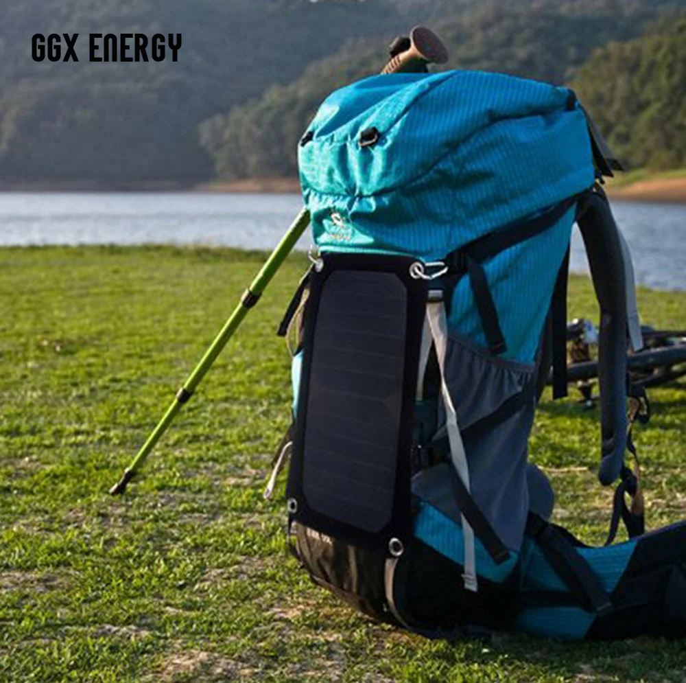 GGX ENERGY 6.5Watt Portable Solar Panel Charger for Camping SUNPOWER Solar Cell+ 4 Suckers for Absorbing+ 4 Buckles for Hanging