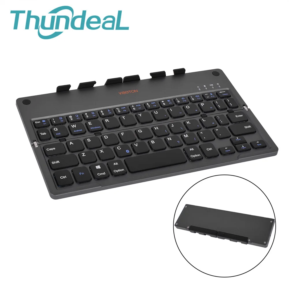 

ThundeaL Portable Folding Bluetooth Keyboard BT Wireless Foldable Keypad for IOS/Android/Windows ipad Tablet with Tablet Stand