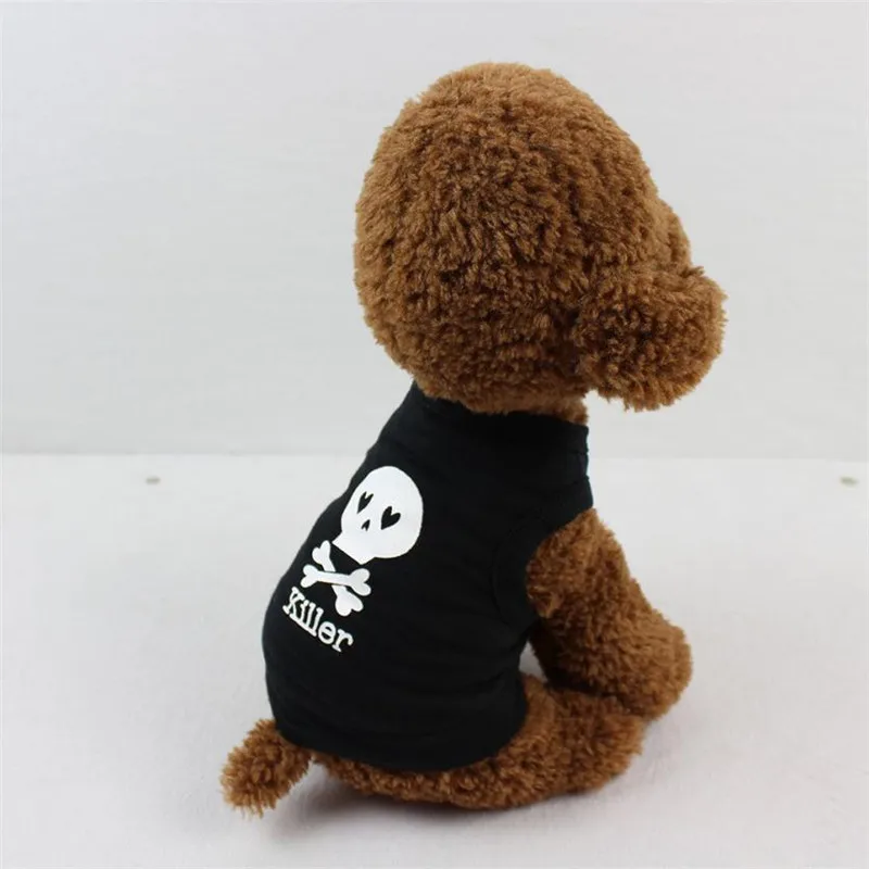 Черная крутая футболка с принтом «убийца», «кошка», «Собака», «вес», «череп на спине», «Щенок», «Китти», летняя одежда, маленький костюм для собак, футболка, одежда