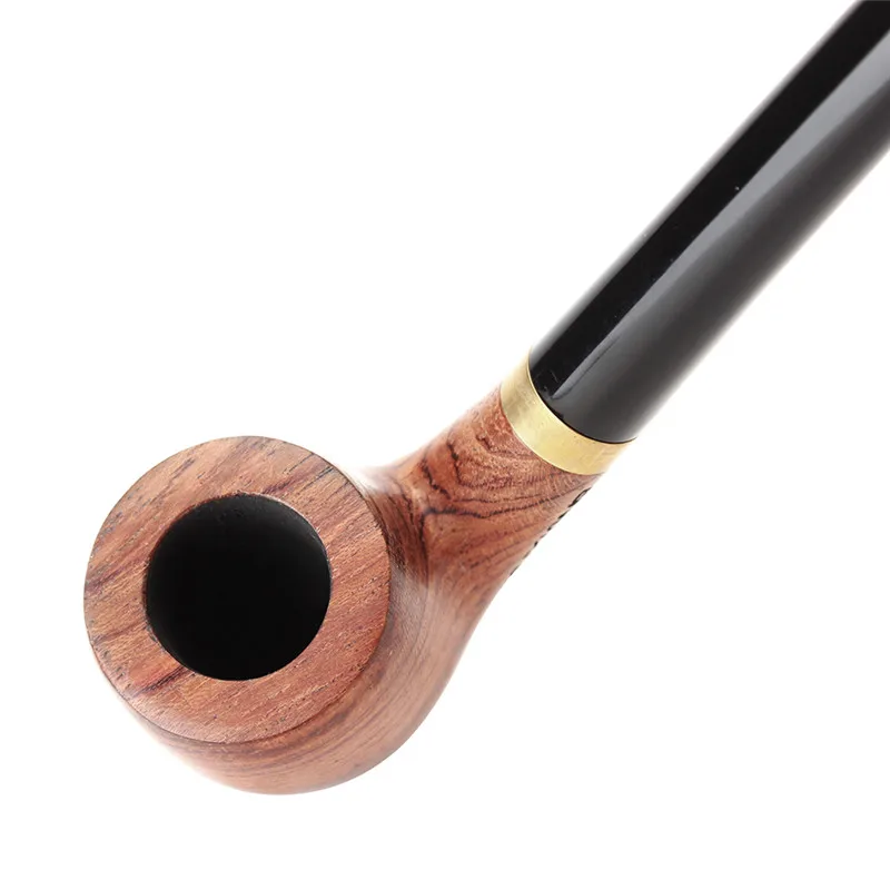 MUXIANG Churchwarden Long Stem kevazingo wood Smoking Pipe 3mm Filter Wooden Tobacco Pipe Acrylic Mouthpiece ad0008