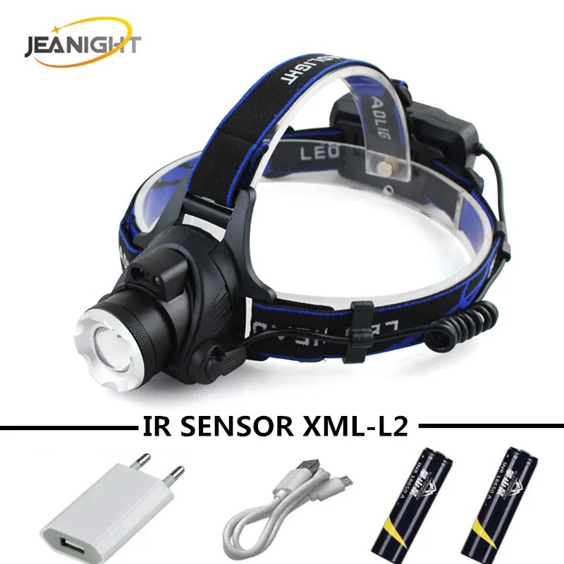 Сенсорный светодиодный налобный фонарь IR XM L L2 USB перезаряжаемый 18650 s|head lamp|led head