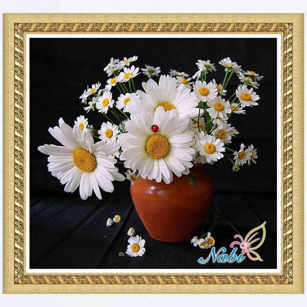 

flowers photo beads pictures 4651R - Round Diamond embroidery cross stitch diamond mosaic painting