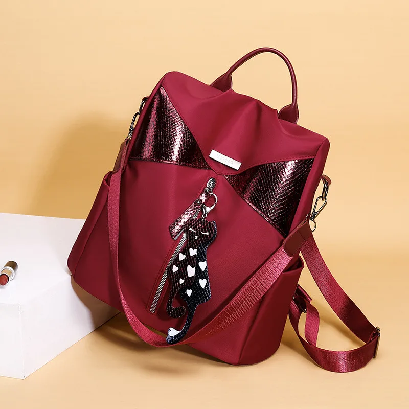 Простой стиль, женский рюкзак, Противоугонный, ткань Оксфорд, брезент, Прошитый блестками, для подростков, сумка для колледжа, кошелек, рюкзак, Mochila