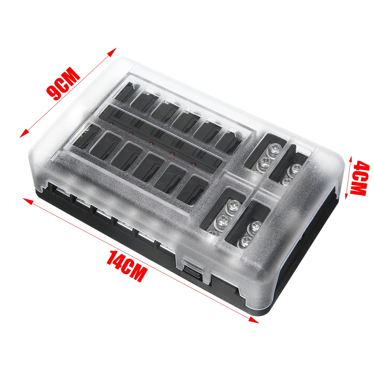 DC 32V 100A 12 Way Fuse Box Block Holder ATC ATO Blade LED Fuse Box with Screws&Labels For Car Marine Caravan