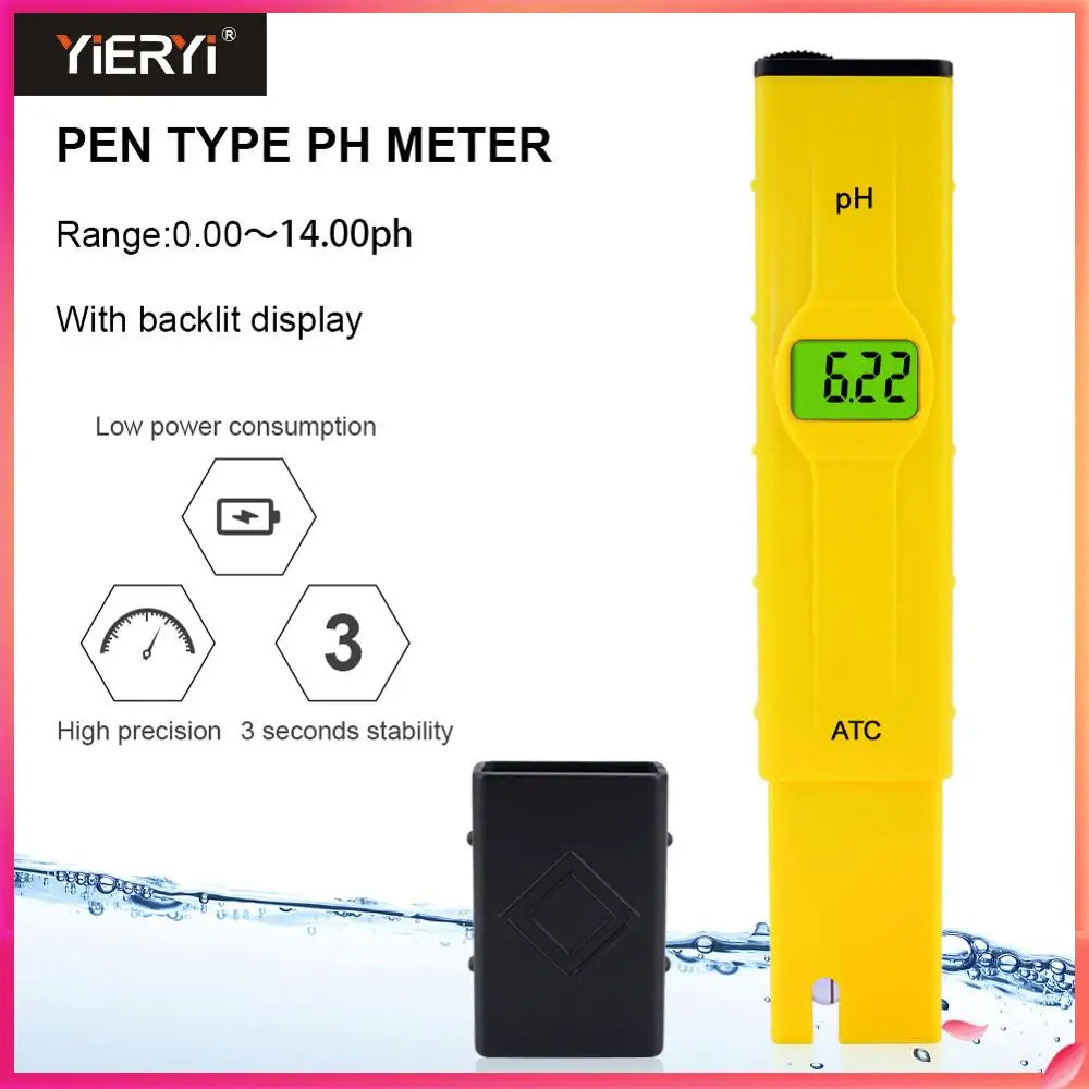 

Yieryi ATC PH-911 Protable LCD Digital PH Meter Pen of Tester Aquarium Pool Water Wine Urine With powder 4.01/6.86/9.18