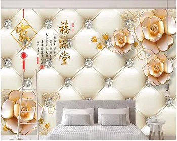 

custom photo 3d wallpaper Soft covered diamond jade carving flower Home decor living room 3d wall murals wallpaper for walls 3 d