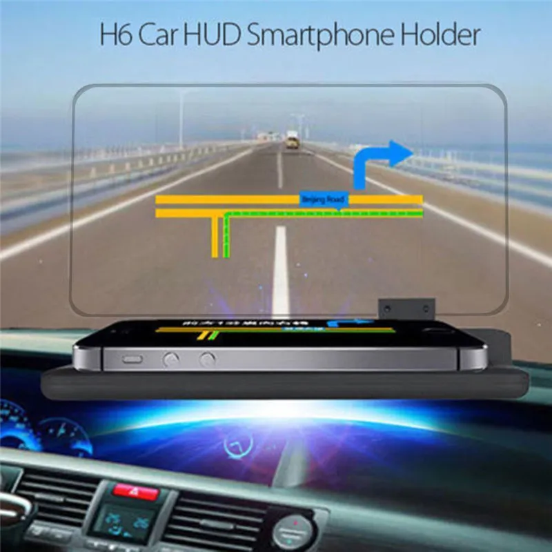 Black HUD Head Up Display Holder Car GPS Navigator Car Mount Stand Phone Holder  Non-slip Mat Universal Smartphone Projector