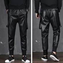 Новинка мужская одежда стилист моды хип хоп Мотоцикл локомотив кожа шаровары размера плюс костюмы