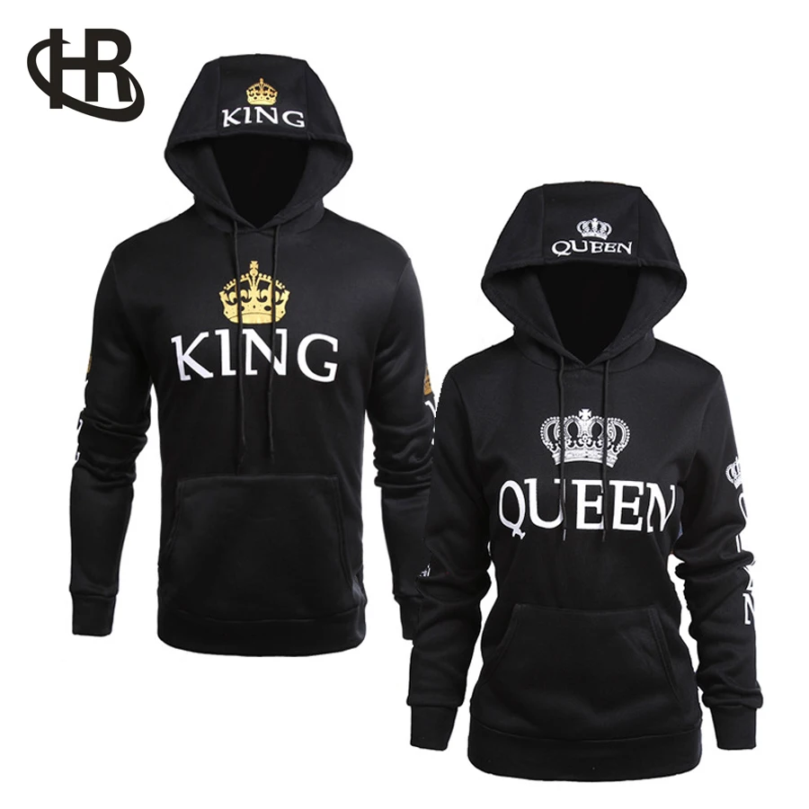 Толстовка с капюшоном H & R надписью KING and QUEEN|matching couple hoodies|hoodie setking queen |