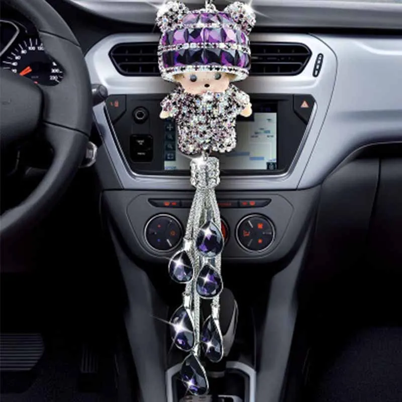  Car pendant doll crystal pendant car rearview mirror cartoon decoration pink water drill Pendant Gi
