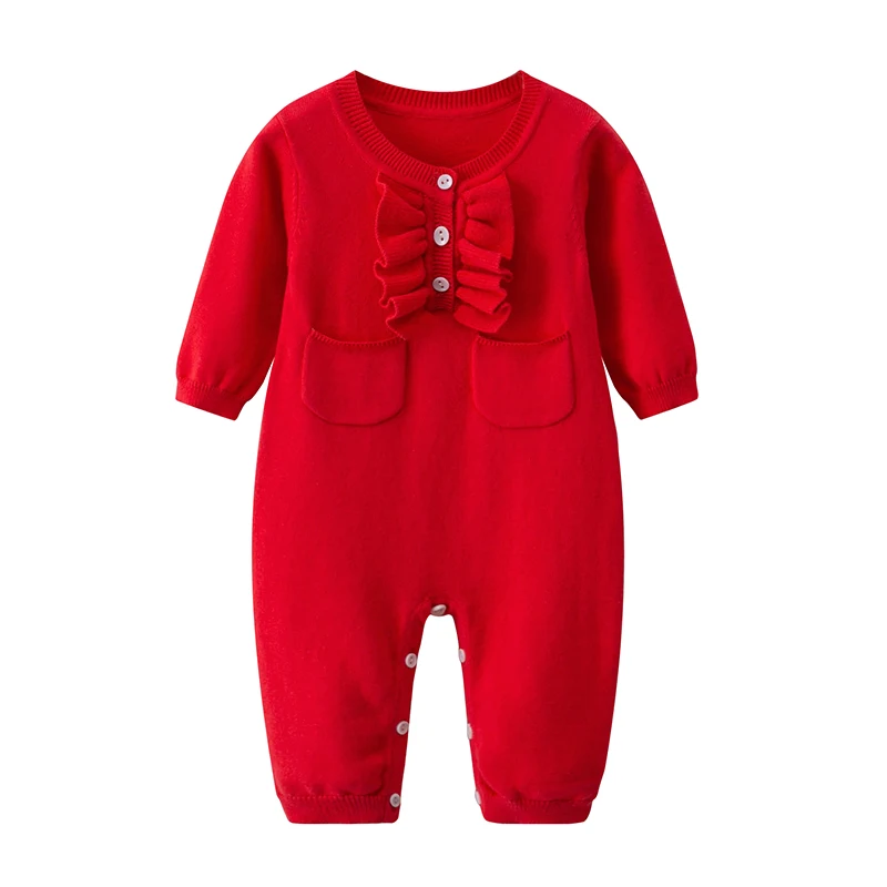 baby girl clothes,Infant baby girl Knitted Romper,  Baby outfits jumpsuits,Red costume for baby girl