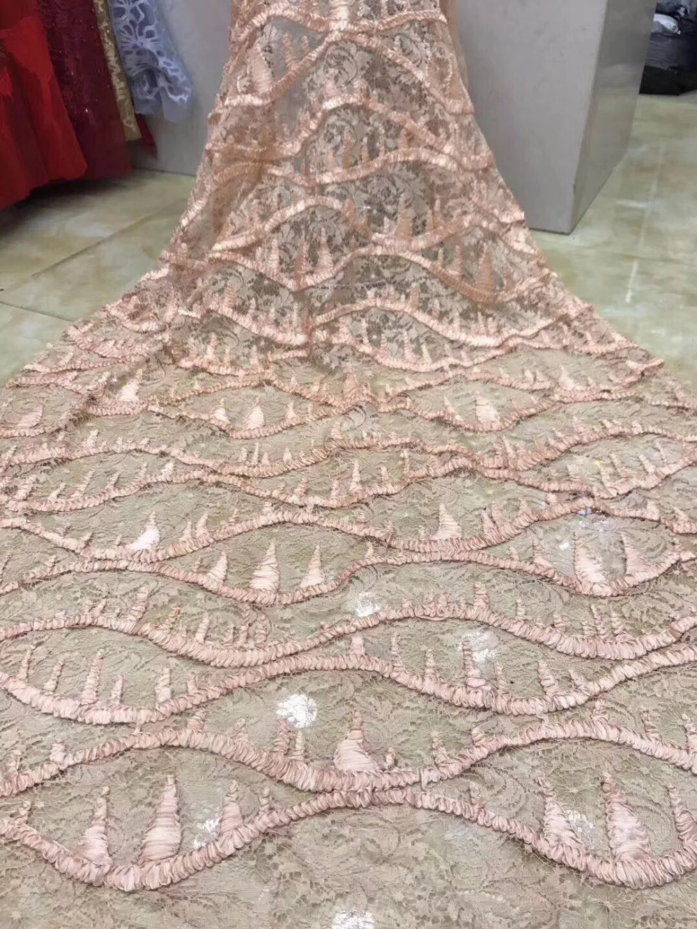 

2018 Hot Sale Nigerian African Lace Fabrics French Guipure Tulle Lace Fabric For Bridal Dress 5 Yards