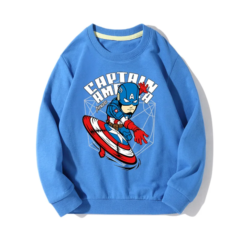 

Cartoon Captain America Print Hoodies Clothes Kids Spring Long Sleeve Sweatshirts Boy 90-160cm Height Kids Coats Costume JX012