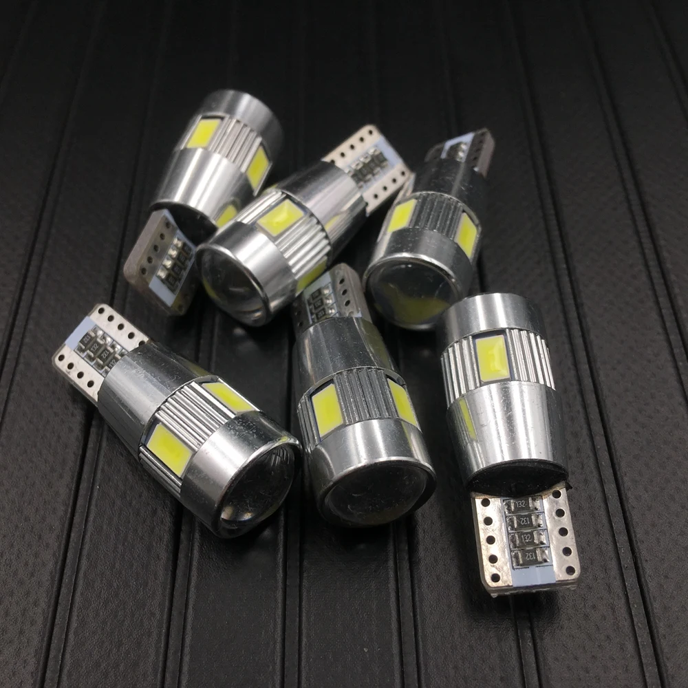 Светодиодная автомобильная лампа высокой мощности 6X T10 w5w t10 6smd 10smd 5630 5w5 12 В белая