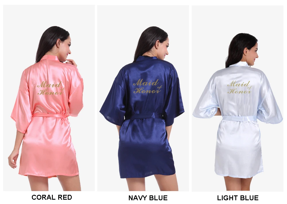 RB91 Модный Шелковый халат для матери с золотыми буквами, сексуальный женский короткий атласный свадебное кимоно, одежда для сна