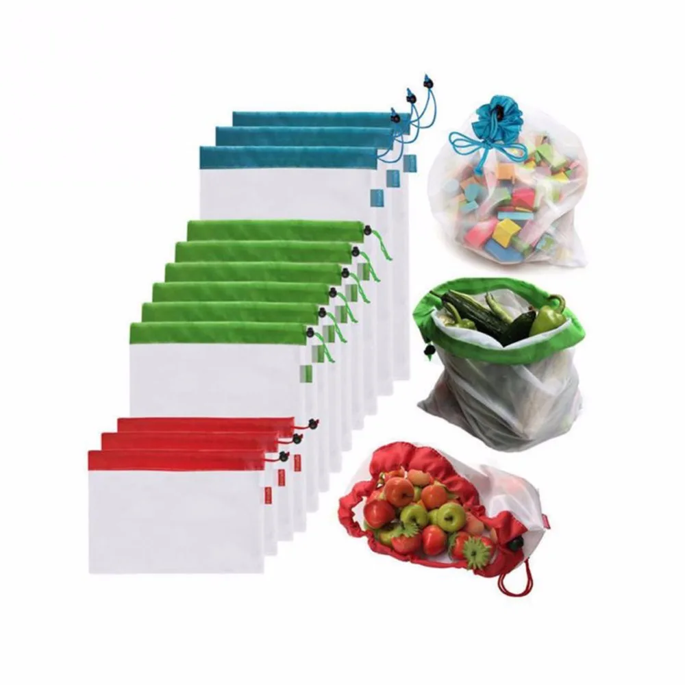 

Multifunctional Reusable Mesh Bags Grocery Storage bags Foldable Vegetable Fruit Toy Storage Handbag Home Kitchen Organizer