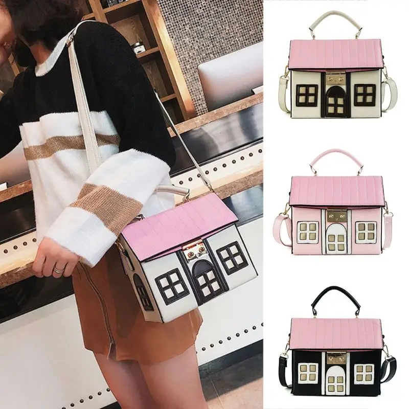 

Fashion Women Personality House Shaped Messenger Bags PU Leather Crossbody Shoulder Bag for Ladies Girls Casual Mini Handbag New