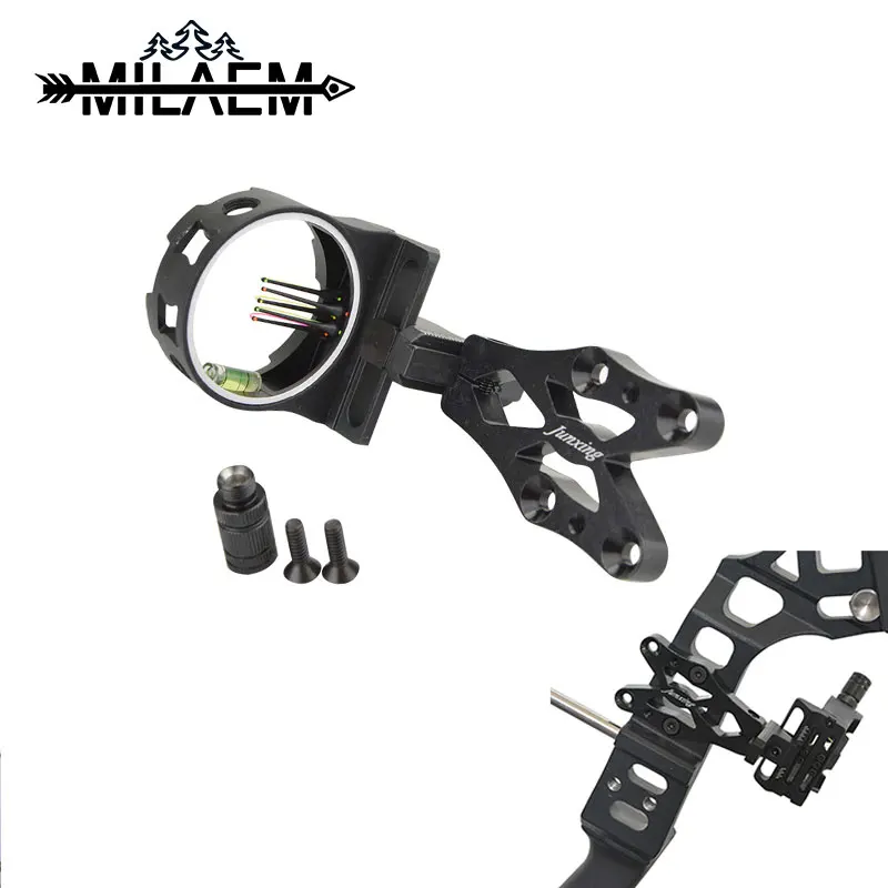 

1pc Archery Compound Bow Sight Micro Adjust 5 Pin 0.019" Optical Sight With Sight Light Outdoor Sports Shooting Accessories