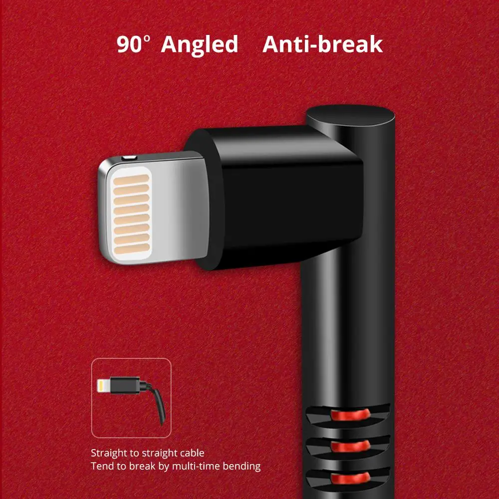 ISky 90 градусный MFi кабель игровой для iPhon X8765 SE подсветки USB зарядное устройство