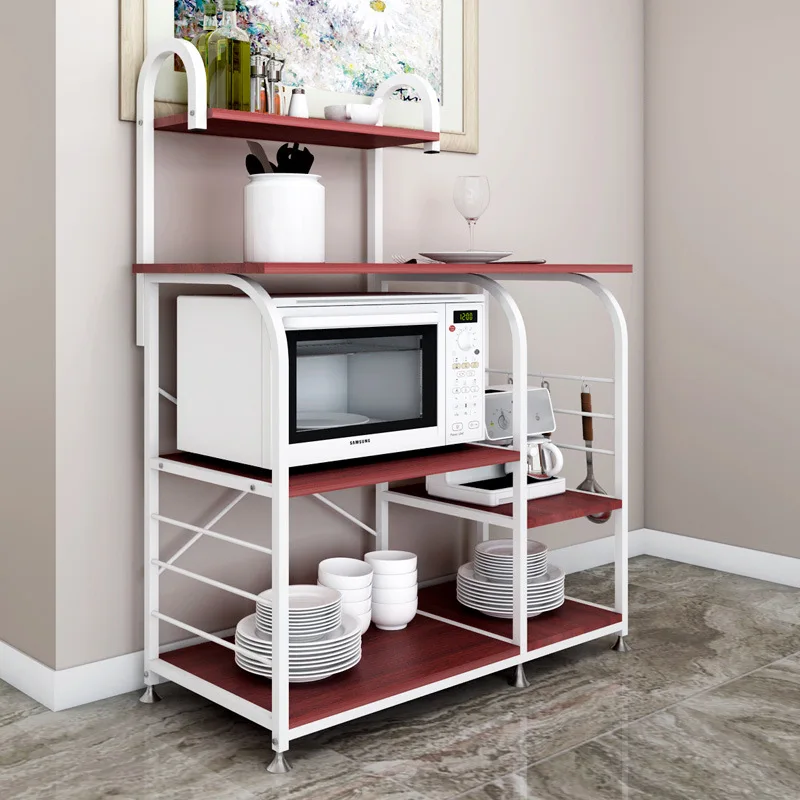 

New Arrival Adjustable Microwave Oven Shelf Detachable Rack Kitchen Tableware Shelves Home Storage Rack with 5 Hooker