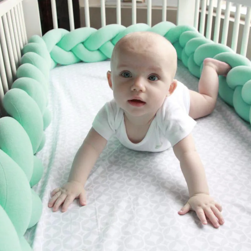 

Baby Bed Bumper Pure Weaving Plush Knot Crib Bumper Kids Bed Baby Crib Protecting Decor MYDING