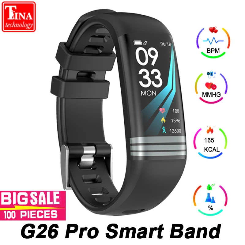 

G26 Pro Color Screen Smart Bracelet Fitness Watch Activity Tracker Waterproof Smart Band Blood Pressure Measurement Wristband
