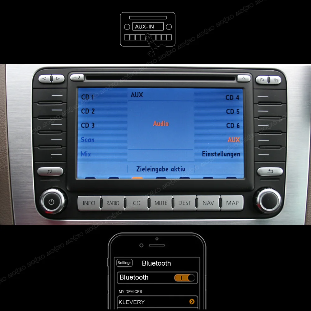 Автомобильный Bluetooth Aux приемник Кабель адаптер для VW Seat Skoda MFD2 RNS2 радио стерео