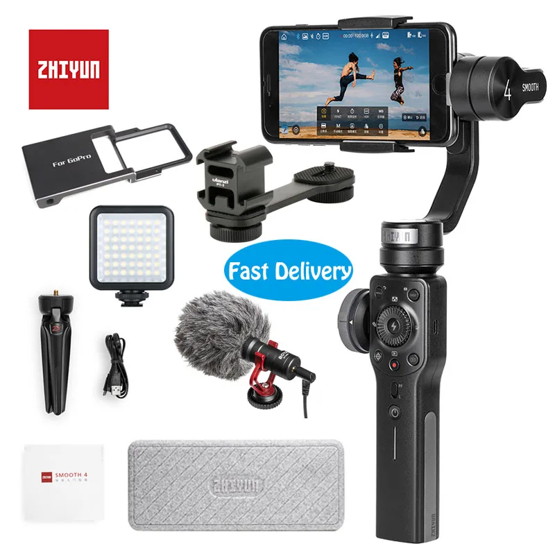 Zhiyun Smooth 4 3-Axis Handheld Gimbal Portable Stabilizer Camera Mount for Smartphone iPhone & Android & Gopro Action Camera Zhiyun Smooth 4 3-Axis Handheld Gimbal Portable Stabilizer Camera Mount for Smartphone iPhone & Android & Gopro Action Camera