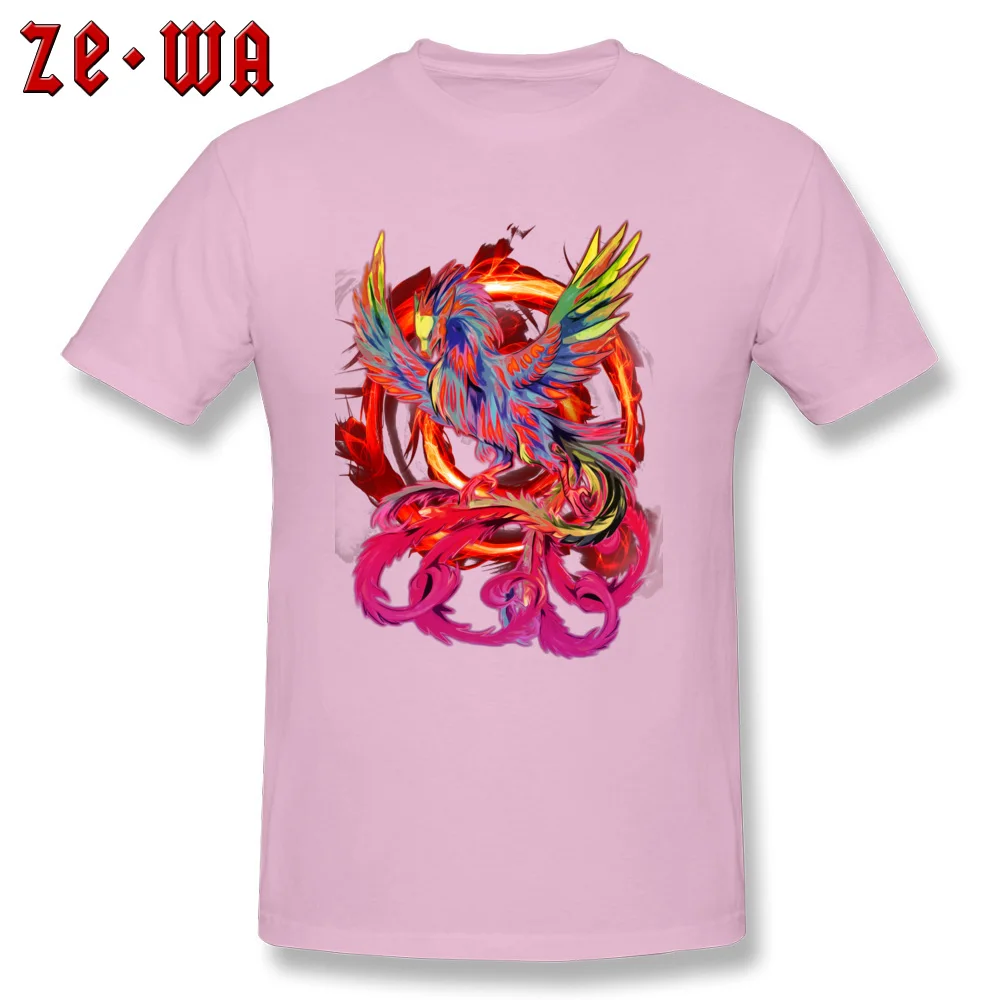 Fire Phoenix T-shirts for Adult cosie Thanksgiving Day Tops & Tees Short Sleeve 2018 Popular Tee Shirt Crewneck Pure Cotton Fire Phoenix pink