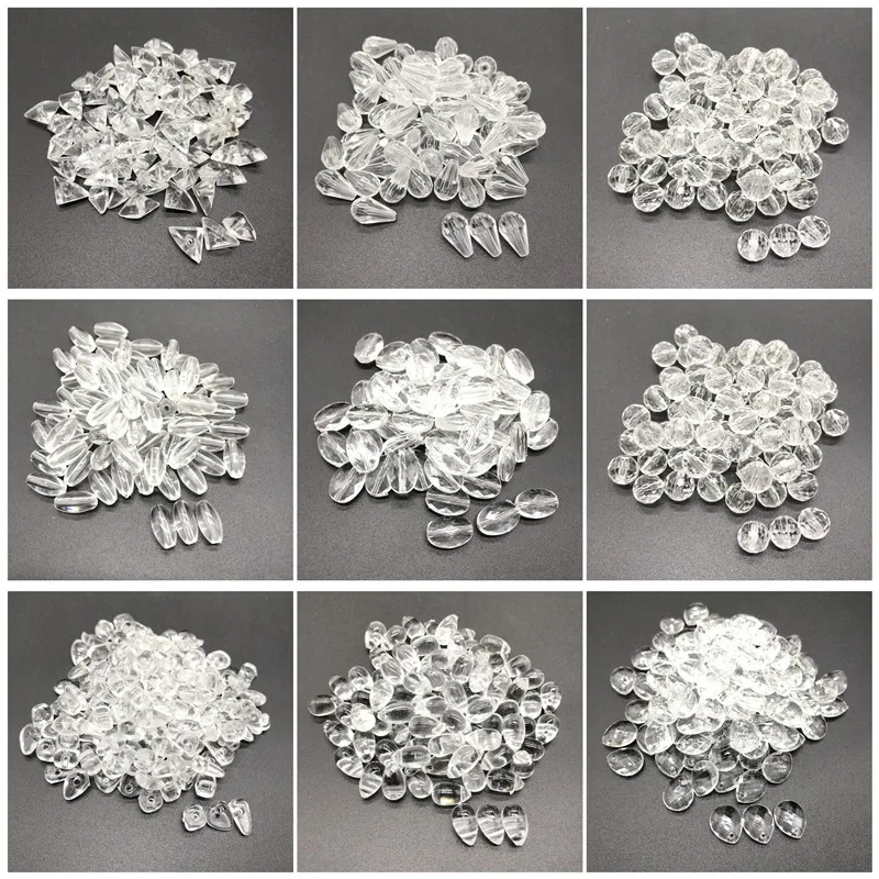 

Hot Selling 30-100 transparent white round drop geometry acrylic beads For Jewelry Making Accessories DIY Bracelet necklace