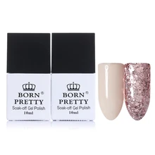 BORN PRETTY Nude Nail Gel Pink Glitter Sequins Gel Polish Lacquer 10ml Soak Off Long Lasting Nail Art UV Gel Polish Varnish