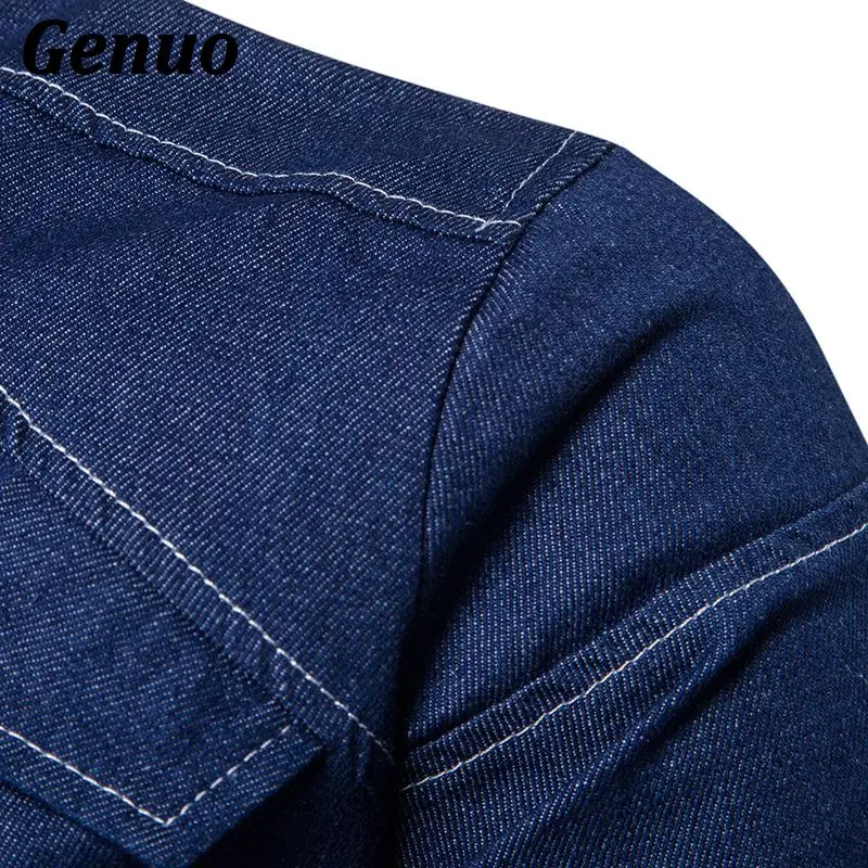 Genuo Мужская джинсовая куртка высокого качества модные джинсовые куртки Slim Fit Повседневная Уличная винтажная Мужская джинсовая одежда больших размеров
