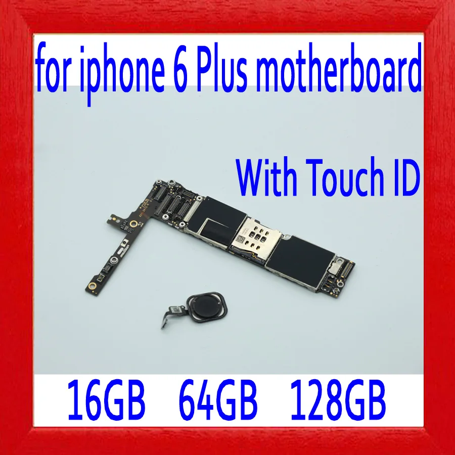 

100% Original unlocked for iphone 6 plus 5.5inch Motherboard with Touch ID,Black for iphone 6P Mainboard by 16gb / 64gb / 128gb