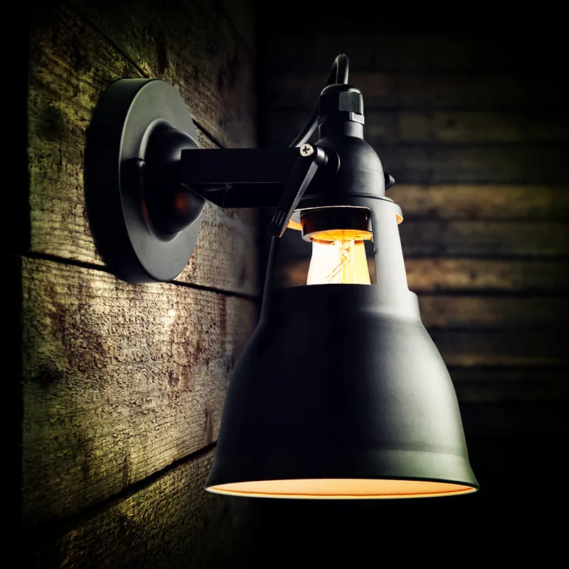 

Black American Industrial Vintage Wall Light Fxitures Aisle Balcon Beside Lamp Retro Wall Lights Sconce Appliques Pared