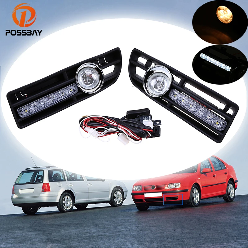  POSSBAY Car Fog Lights Daytime Running Halogen/LED Foglamps for 1999 2000 2001 2002 2003 2004 2005  - 32787067842