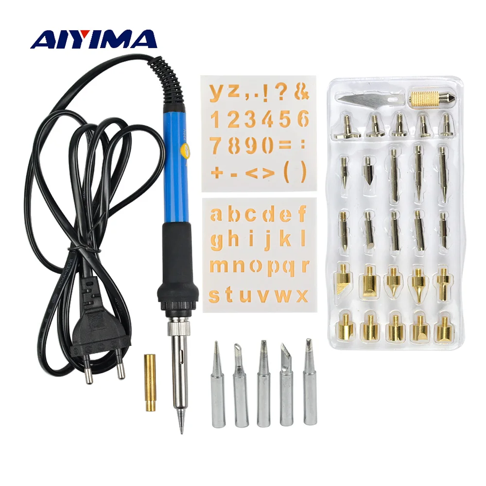 

Aiyima 220V 60W Adjustable Temperature Electric Soldering Iron With 28 Tips and 5pcs Iron Tips Repair Solder Wire Tools Kit